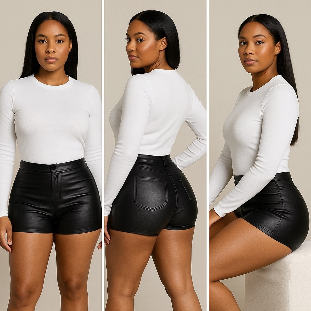 GlamFlex Curve Shorts Shiny Leather for Women Comfortable and Chic Party Bottom